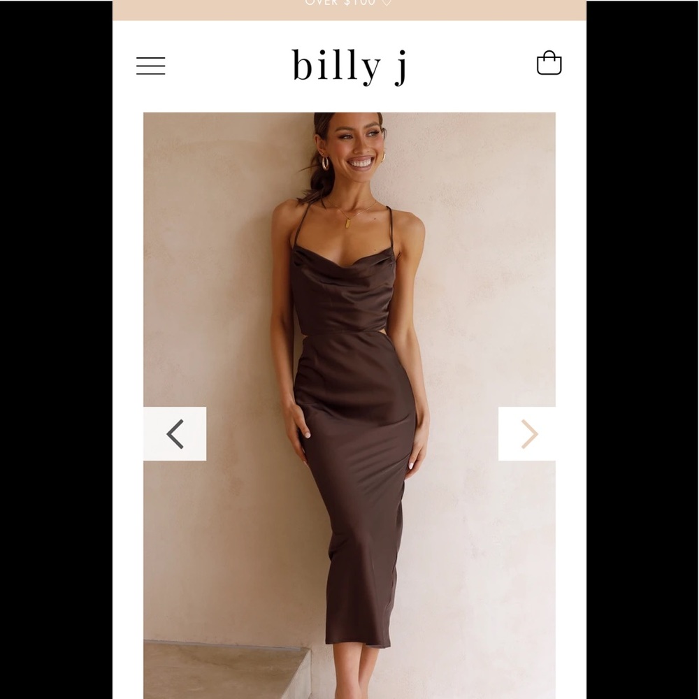 Billy J Charis Slip Dress - Chocolate NWT